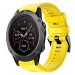 For Garmin Fenix 5X Sapphire Metal Buckle Solid Color Silicone Watch Band(Yellow)