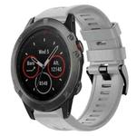 For Garmin Fenix 5X Sapphire Metal Buckle Solid Color Silicone Watch Band(Grey)