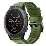 For Garmin Fenix 5X Sapphire Metal Buckle Solid Color Silicone Watch Band(Army Green)