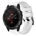 For Garmin Fenix 5X Plus Metal Buckle Solid Color Silicone Watch Band(White)