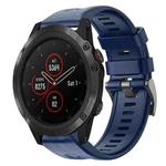 For Garmin Fenix 5X Plus Metal Buckle Solid Color Silicone Watch Band(Navy Blue)