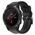 For Garmin Fenix 5X Plus Metal Buckle Solid Color Silicone Watch Band(Black)