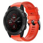 For Garmin Fenix 5X Plus Metal Buckle Solid Color Silicone Watch Band(Red)