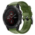 For Garmin Fenix 5X Plus Metal Buckle Solid Color Silicone Watch Band(Army Green)