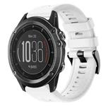 For Garmin Fenix 3 HR Metal Buckle Solid Color Silicone Watch Band(White)