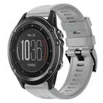 For Garmin Fenix 3 HR Metal Buckle Solid Color Silicone Watch Band(Grey)