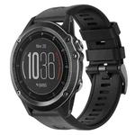 For Garmin Fenix 3 Sapphire Metal Buckle Solid Color Silicone Watch Band(Black)