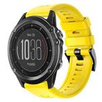 For Garmin Fenix 3 Sapphire Metal Buckle Solid Color Silicone Watch Band(Yellow)