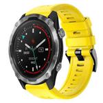 For Garmin Descent MK 2 Metal Buckle Solid Color Silicone Watch Band(Yellow)