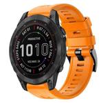 For Garmin Fenix 7 Metal Buckle Solid Color Silicone Watch Band(Orange)
