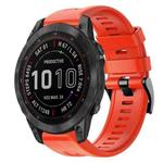 For Garmin Fenix 7 Metal Buckle Solid Color Silicone Watch Band(Red)