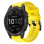 For Garmin Fenix 7 Metal Buckle Solid Color Silicone Watch Band(Yellow)