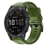 For Garmin Fenix 7 Metal Buckle Solid Color Silicone Watch Band(Army Green)