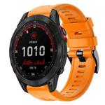 For Garmin Fenix 7 Solar Metal Buckle Solid Color Silicone Watch Band(Orange)