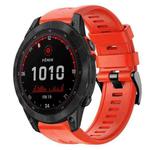 For Garmin Fenix 7 Solar Metal Buckle Solid Color Silicone Watch Band(Red)