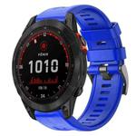 For Garmin Fenix 7 Solar Metal Buckle Solid Color Silicone Watch Band(Sky Blue)