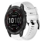 For Garmin Fenix 7 Sapphire Solar Metal Buckle Solid Color Silicone Watch Band(White)