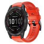 For Garmin Fenix 7 Sapphire Solar Metal Buckle Solid Color Silicone Watch Band(Red)