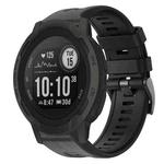 For Garmin Instinct 2 Metal Buckle Solid Color Silicone Watch Band(Black)