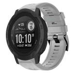 For Garmin Instinct 2 Metal Buckle Solid Color Silicone Watch Band(Grey)