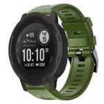 For Garmin Instinct 2 Metal Buckle Solid Color Silicone Watch Band(Army Green)
