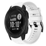 For  Garmin Instinct Metal Buckle Solid Color Silicone Watch Band(White)