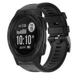 For  Garmin Instinct Metal Buckle Solid Color Silicone Watch Band(Black)