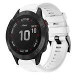 For Garmin Fenix 6 Pro GPS Metal Buckle Solid Color Silicone Watch Band(White)