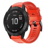 For Garmin Fenix 6 Pro GPS Metal Buckle Solid Color Silicone Watch Band(Red)
