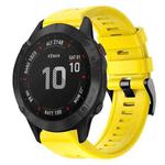 For Garmin Fenix 6 Pro GPS Metal Buckle Solid Color Silicone Watch Band(Yellow)