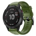 For Garmin Fenix 6 Pro GPS Metal Buckle Solid Color Silicone Watch Band(Army Green)