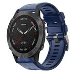 For Garmin Fenix 6 Sapphire GPS Metal Buckle Solid Color Silicone Watch Band(Midnight Blue)