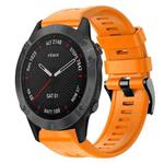For Garmin Fenix 6 Sapphire GPS Metal Buckle Solid Color Silicone Watch Band(Orange)