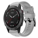 For Garmin Fenix 6 Sapphire GPS Metal Buckle Solid Color Silicone Watch Band(Grey)