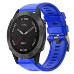 For Garmin Fenix 6 Sapphire GPS Metal Buckle Solid Color Silicone Watch Band(Sky Blue)