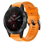 For Garmin Fenix 5 plus Metal Buckle Solid Color Silicone Watch Band(Orange)