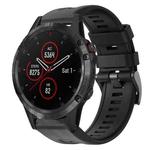 For Garmin Fenix 5 plus Metal Buckle Solid Color Silicone Watch Band(Black)