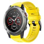 For Garmin Quatix 5 Metal Buckle Solid Color Silicone Watch Band(Yellow)
