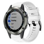 For Garmin Quatix 5 Sapphire Metal Buckle Solid Color Silicone Watch Band(White)