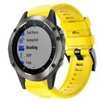 For Garmin Quatix 5 Sapphire Metal Buckle Solid Color Silicone Watch Band(Yellow)