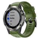For Garmin Quatix 5 Sapphire Metal Buckle Solid Color Silicone Watch Band(Army Green)