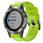 For Garmin Quatix 5 Sapphire Metal Buckle Solid Color Silicone Watch Band(Green)