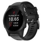 For Garmin Forerunner 945 Metal Buckle Solid Color Silicone Watch Band(Black)