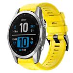 For Garmin Fenix 7S Metal Buckle Solid Color Silicone Watch Band(Yellow)