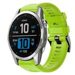 For Garmin Fenix 7S Metal Buckle Solid Color Silicone Watch Band(Green)