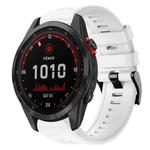 For Garmin Fenix 7S Solar Metal Buckle Solid Color Silicone Watch Band(White)