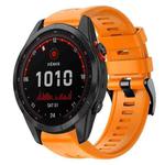 For Garmin Fenix 7S Solar Metal Buckle Solid Color Silicone Watch Band(Orange)