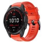 For Garmin Fenix 7S Solar Metal Buckle Solid Color Silicone Watch Band(Red)
