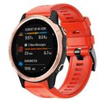 For Garmin Fenix 6S Metal Buckle Solid Color Silicone Watch Band(Red)