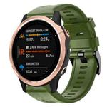 For Garmin Fenix 6S Metal Buckle Solid Color Silicone Watch Band(Army Green)